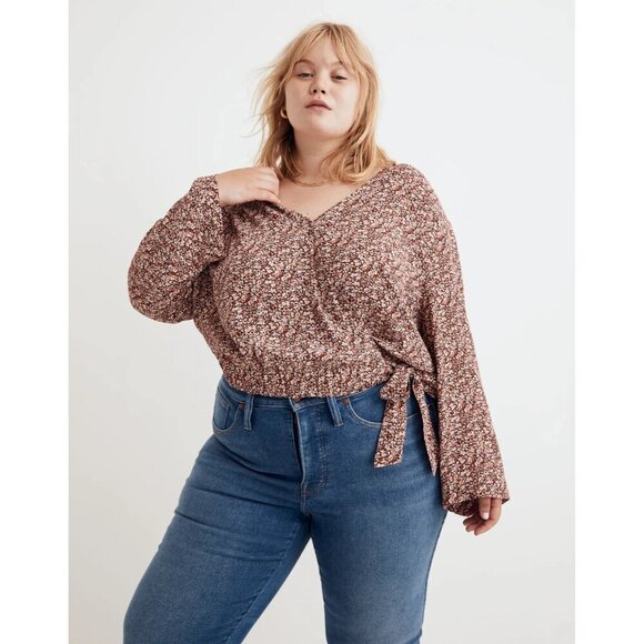 Madewell Womens Plus Size 2X Tie-Front Wrap Top in Cottage Garden Floral - Picture 1 of 11